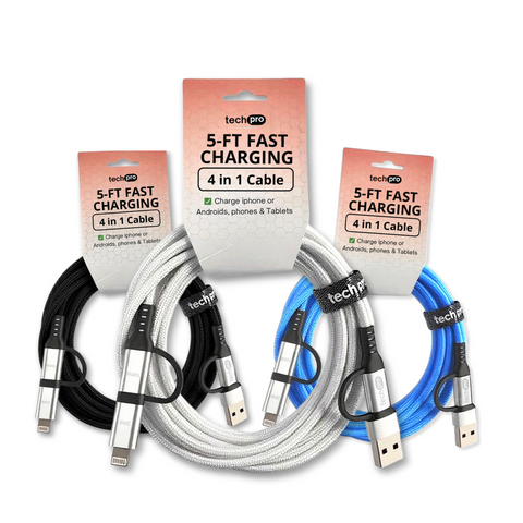 5ft 4in1 braided usb cable in Hang tags