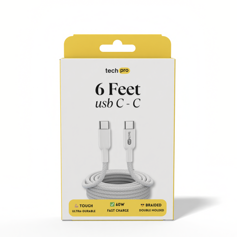 6ft USB-C to C Cable Braided in Retail Box