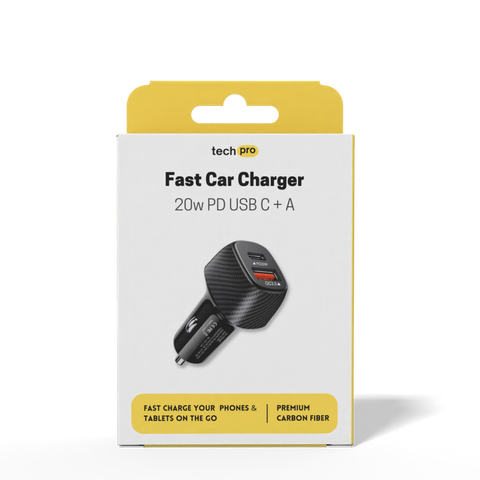 20w PD USB C + A Fast Car Charger in Retail Box