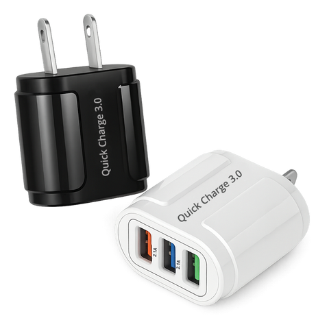 3A Fast Charging 3 USB Wall Charger - Bulk Pack