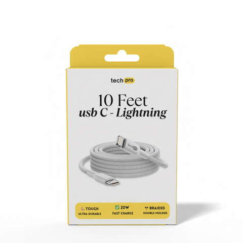 10ft USB-C to Lightning Cable Braided in Retail box