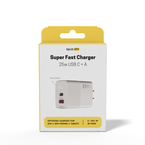 25W USB C + A Superfast Wall Charger in Retail box