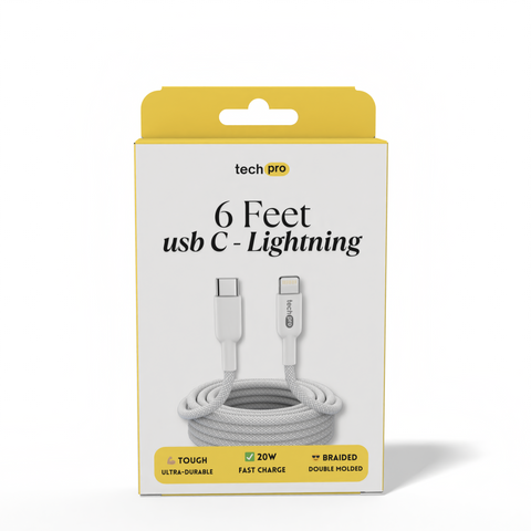 6ft USB-C to Lightning Cable Braided in Retail Box