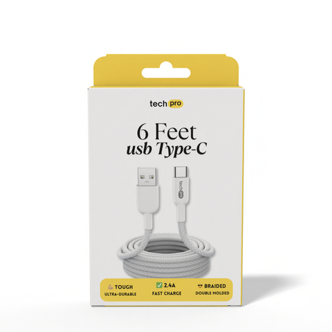 6ft USB Type-C Cable Braided in Retail Box