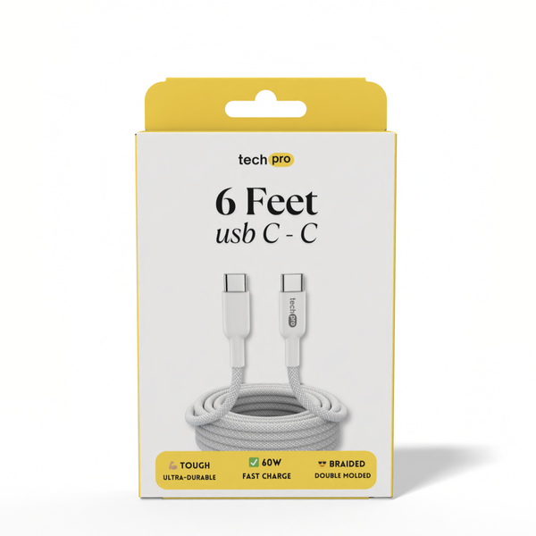 6ft USB-C to C Cable Braided in Retail Box