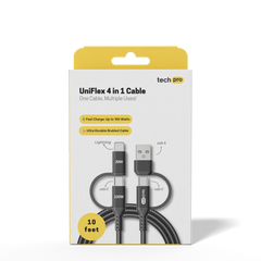 Wholesale price tech pro UniFlex 4 in 1 Cable packaging on a white background