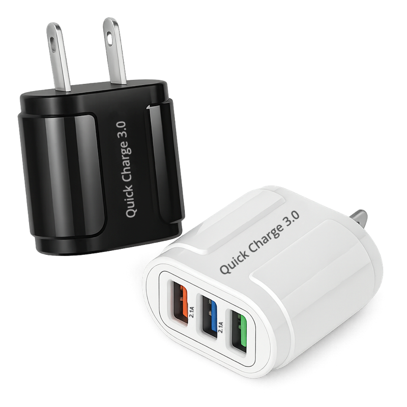 3A Fast Charging 3 USB Wall Charger - Bulk Pack