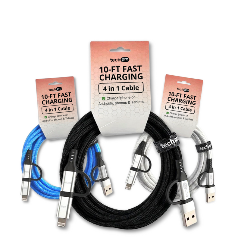 10ft 4in1 multi charging cable in Hang tag