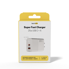 25W USB C + A Superfast Wall Charger in Retail box