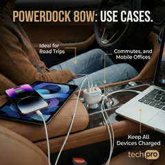 80W PD Superfast USB C+C+A Car Charger