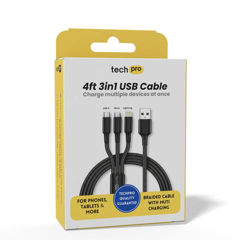 4ft 3-in-1 Universal Charging Cable