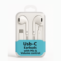 USB-C earbuds with volume control & mic