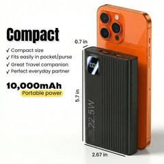10,000mAh Powerbank with built-in cables Super-fast charging