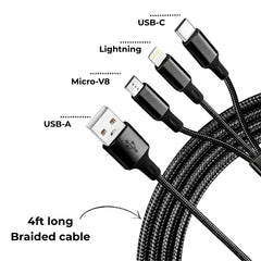 4ft 3-in-1 Universal Charging Cable