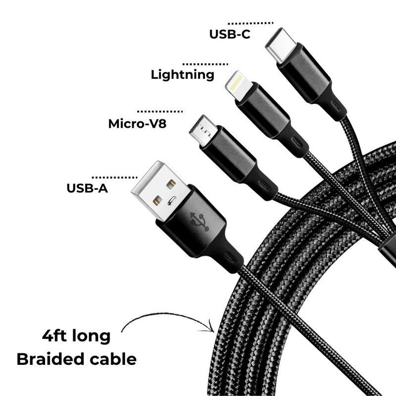 4ft 3-in-1 Universal Charging Cable