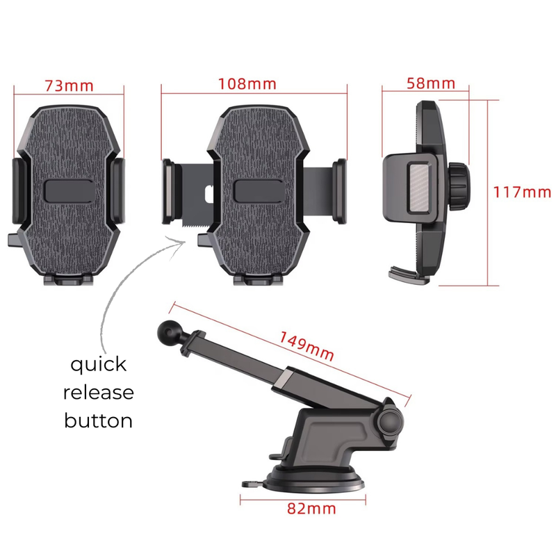 Car Dashboard Phone Mount 360 Extendable