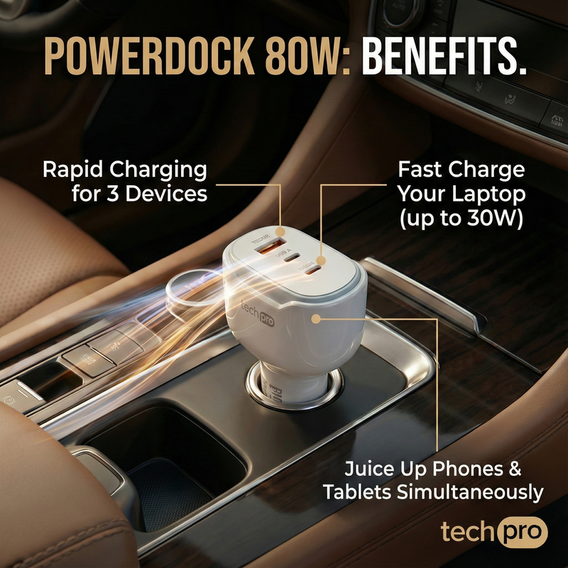 80W PD Superfast USB C+C+A Car Charger