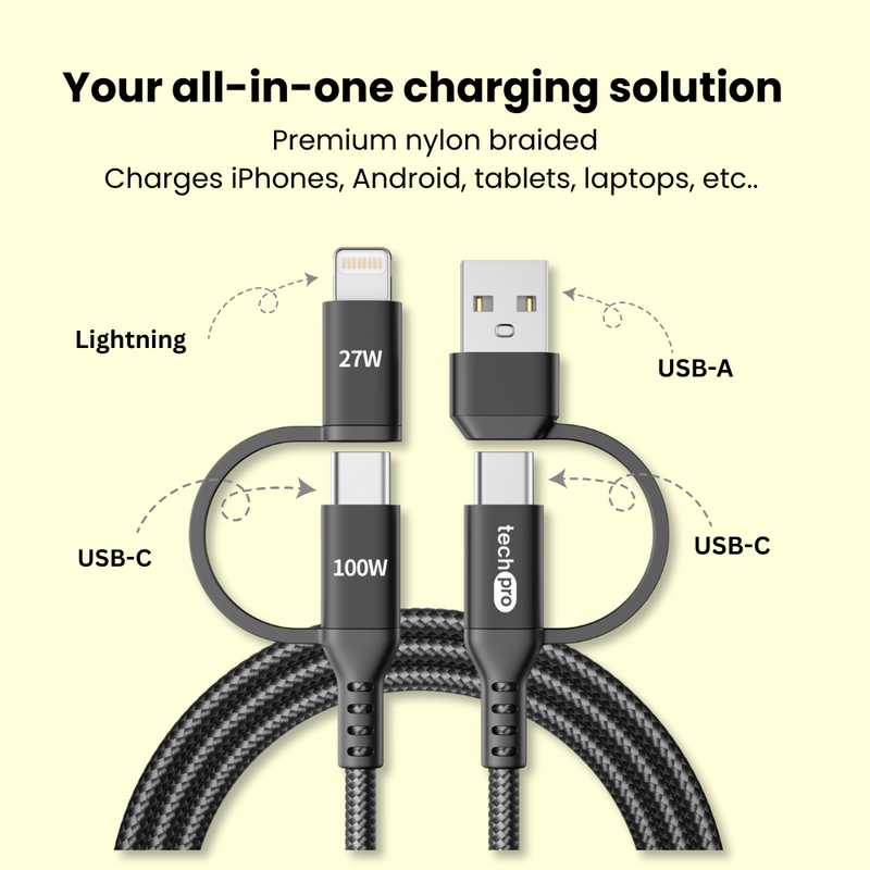 5ft 4in1 Braided Cable in Retail Box