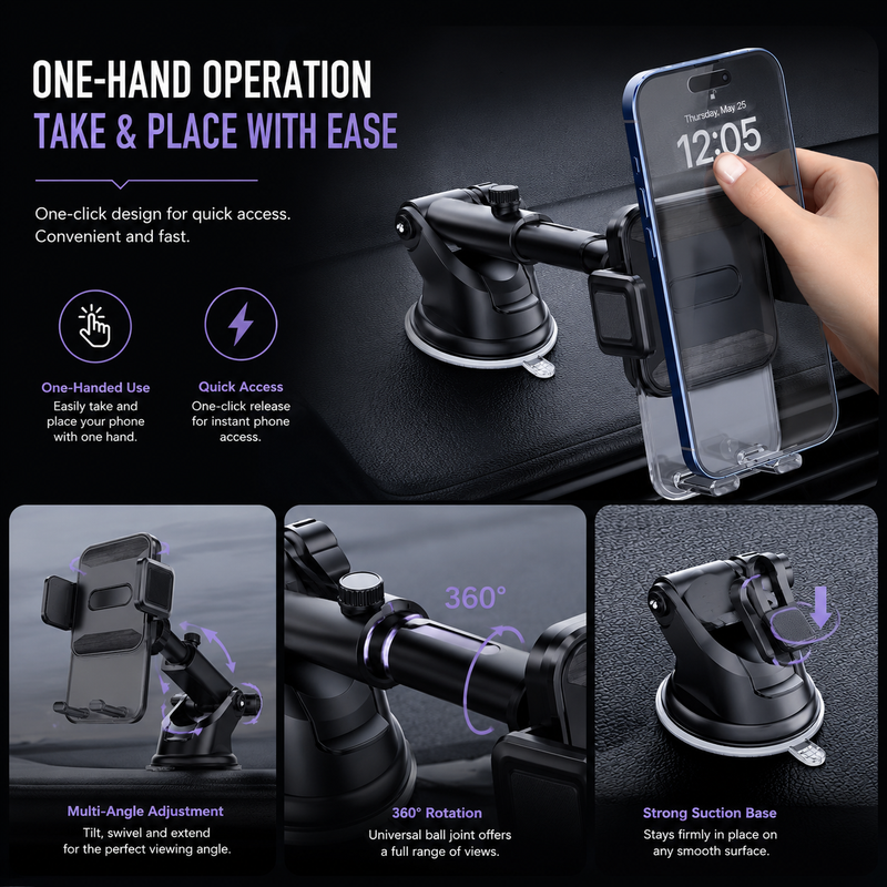 360 Car Phone Holder Mount Dashboard Suction Cup