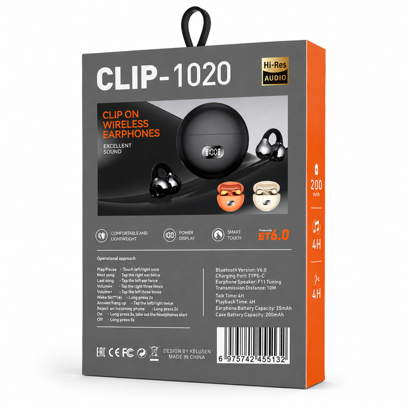 TechPro EarClips CLIP-1020 Open ear bluetooth earbuds