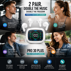 TechPro 30 Plus 2-Pair Wireless Bluetooth Earbuds