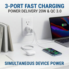 40W PD USB C+C+A Wall Charger 3ports