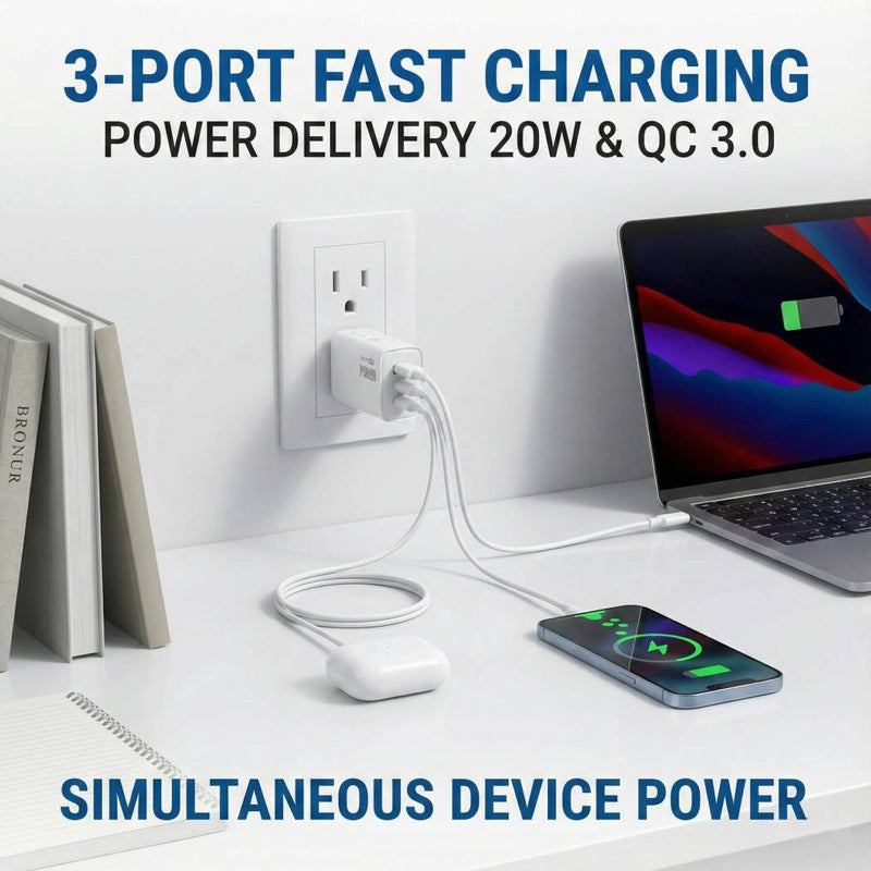 40W PD USB C+C+A Wall Charger 3ports
